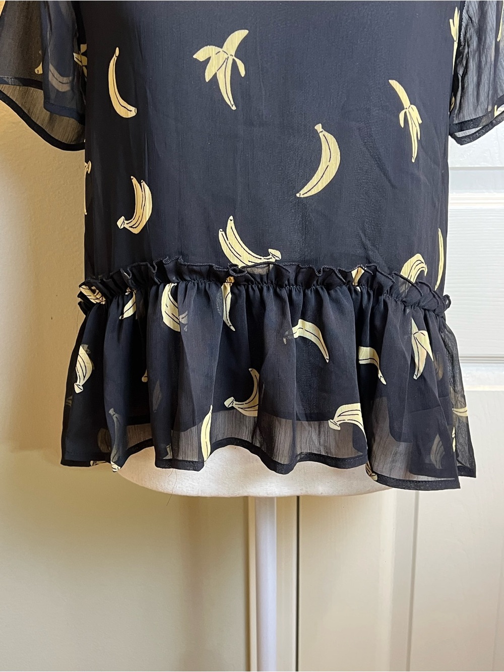 English Factory Banana Print Ruffle Hem Top - Picture 3 of 12